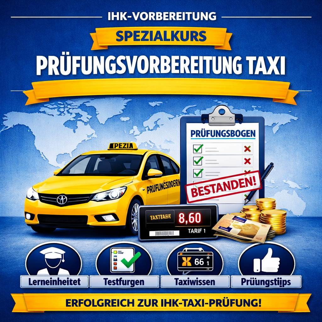 Prüfungsvorbereitung Taxi & Mietwagen – Sicher bestehen mit echter IHK‑Praxis